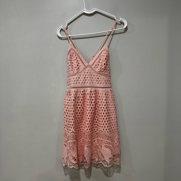 Abercrombie & Fitch Pink Crochet Lace Eyelet Dress XS - Picture 2 of 9
